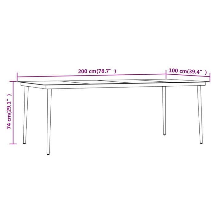 Set mobilier de grădină, 9 piese, gri și negru WALTI