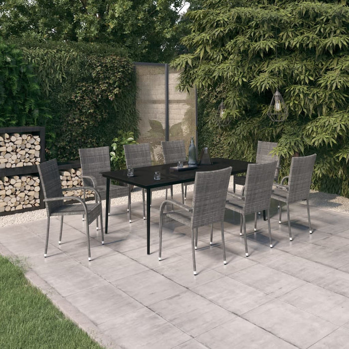 Set mobilier de grădină, 9 piese, gri și negru WALTI