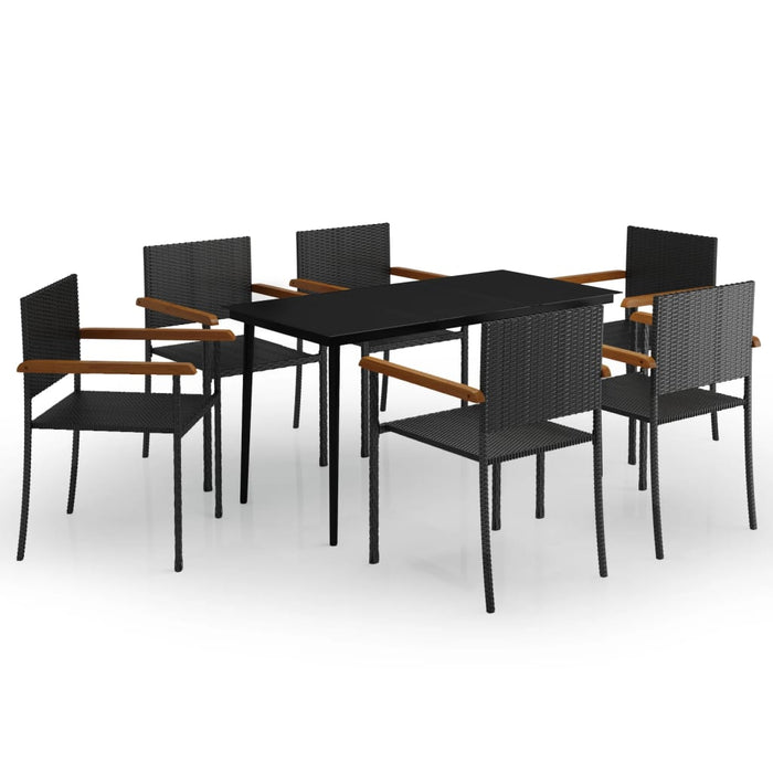Set de servit masa pentru grădină, 7 piese, negru WALTI