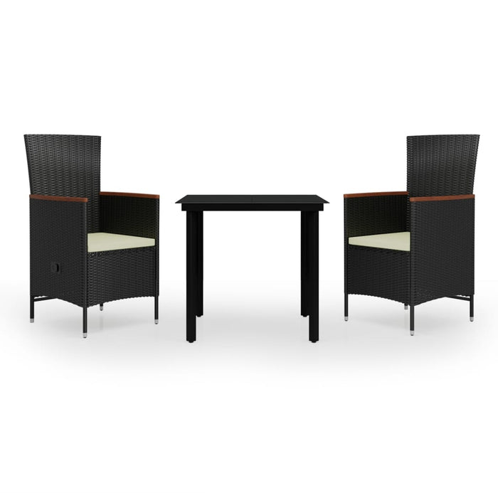 Set mobilier de grădină cu perne, 3 piese, negru - WALTI WALTI