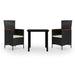 Set mobilier de grădină cu perne, 3 piese, negru - WALTI WALTI