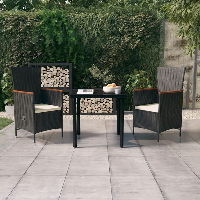 Set mobilier de grădină cu perne, 3 piese, negru - WALTI WALTI