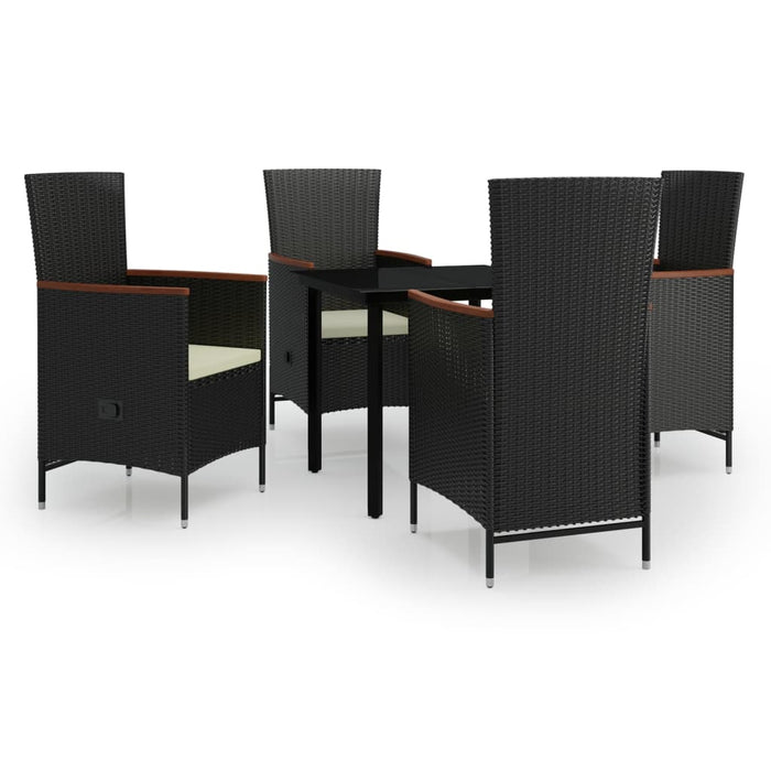 Set masă pentru grădină, 5 piese, cu perne, negru - WALTI WALTI