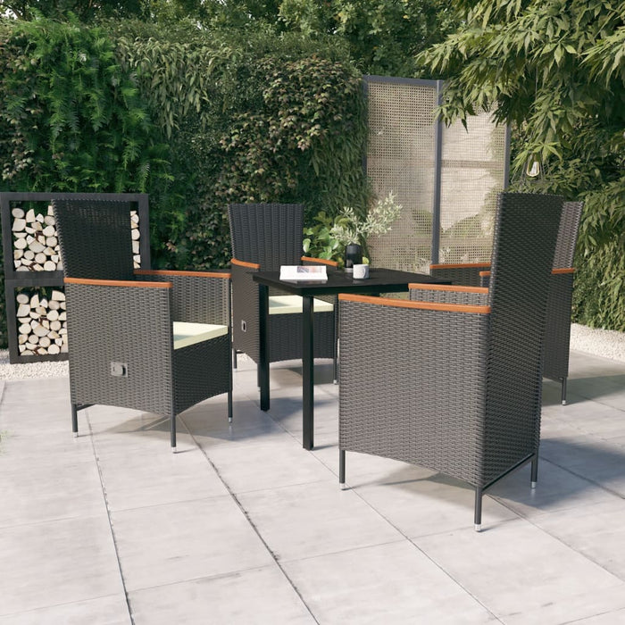 Set masă pentru grădină, 5 piese, cu perne, negru - WALTI WALTI
