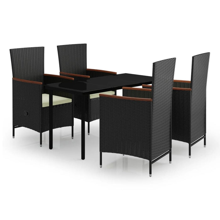 Set masă pentru grădină, 5 piese, cu perne, negru - WALTI WALTI