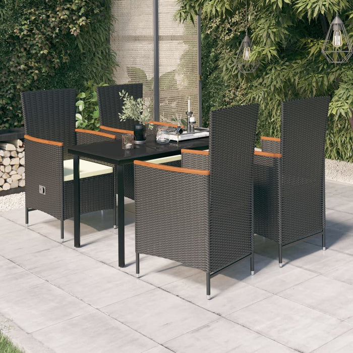 Set masă pentru grădină, 5 piese, cu perne, negru - WALTI WALTI