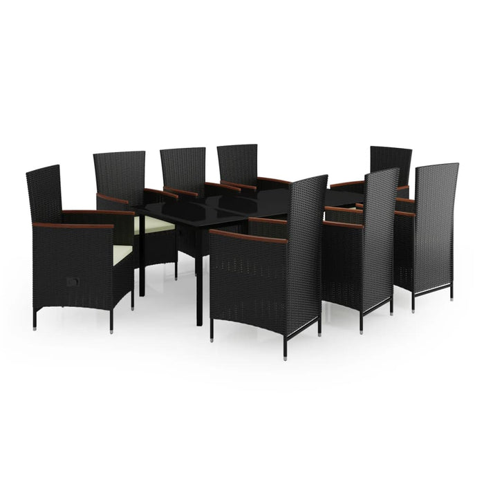 Set mobilier de grădină cu perne, 9 piese, negru WALTI