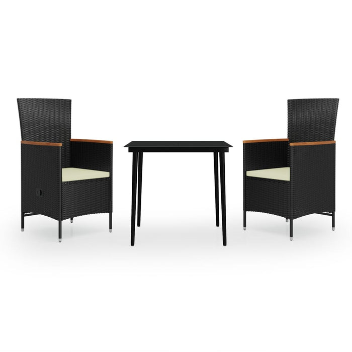 Set mobilier de grădină cu perne, 3 piese, negru - WALTI WALTI