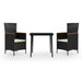 Set mobilier de grădină cu perne, 3 piese, negru - WALTI WALTI