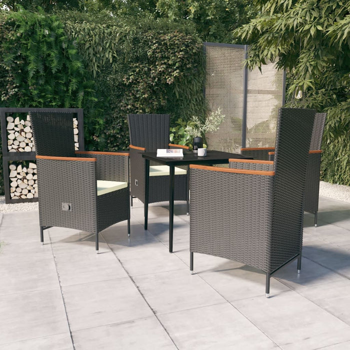 Set masă pentru grădină, 5 piese, cu perne, negru - WALTI WALTI
