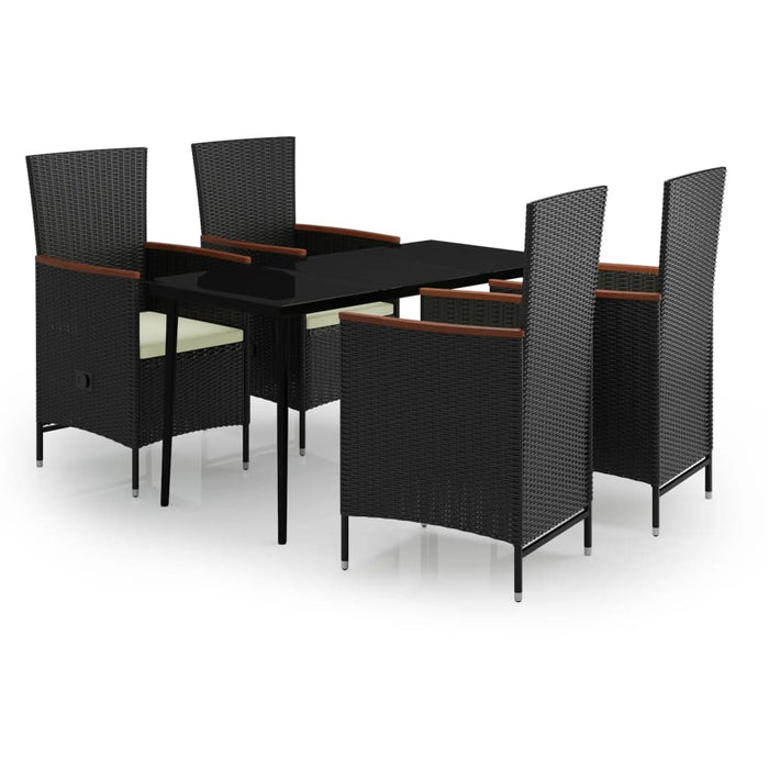 Set masă pentru grădină, 5 piese, cu perne, negru WALTI