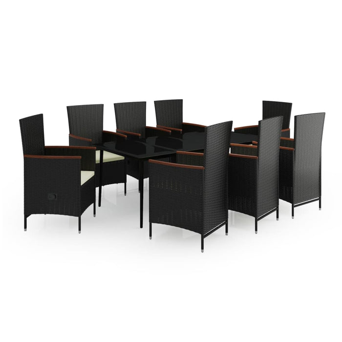 Set mobilier de grădină cu perne, 9 piese, negru - WALTI WALTI