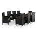 Set mobilier de grădină cu perne, 9 piese, negru - WALTI WALTI