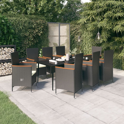 Set mobilier de grădină cu perne, 9 piese, negru - WALTI WALTI
