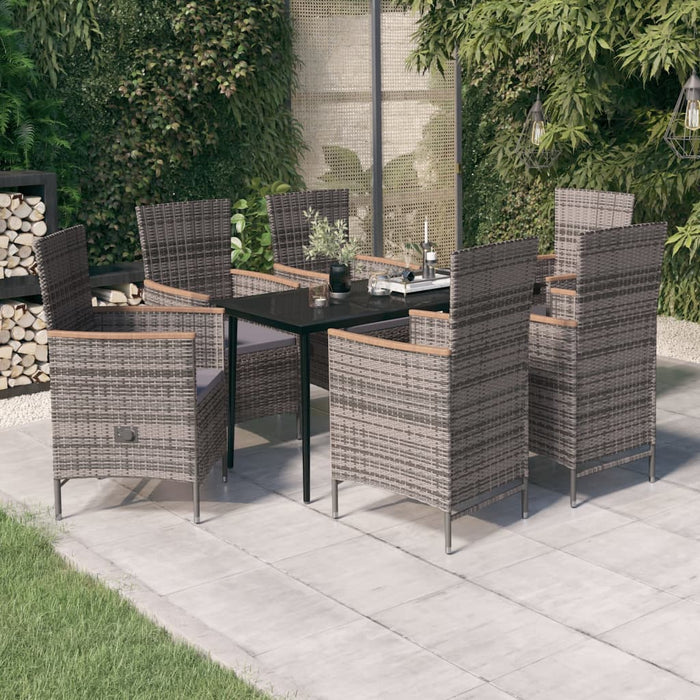 Set mobilier pentru grădină cu perne, 7 piese, gri WALTI