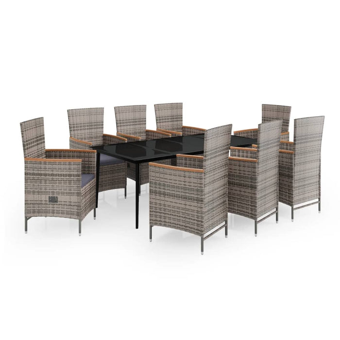 Set de mobilier pentru grădină, cu perne, 9 piese, gri WALTI