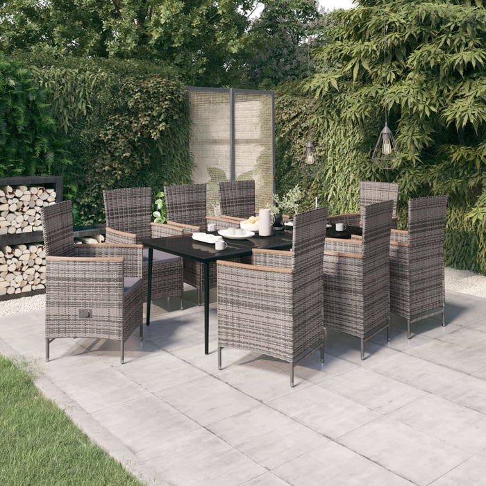 Set de mobilier pentru grădină, cu perne, 9 piese, gri WALTI