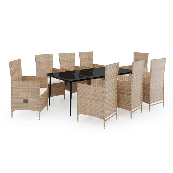 Set de mobilier pentru grădină cu perne, 9 piese, bej WALTI