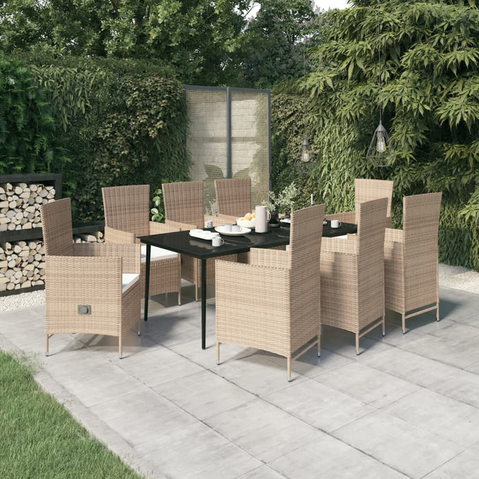 Set de mobilier pentru grădină cu perne, 9 piese, bej WALTI