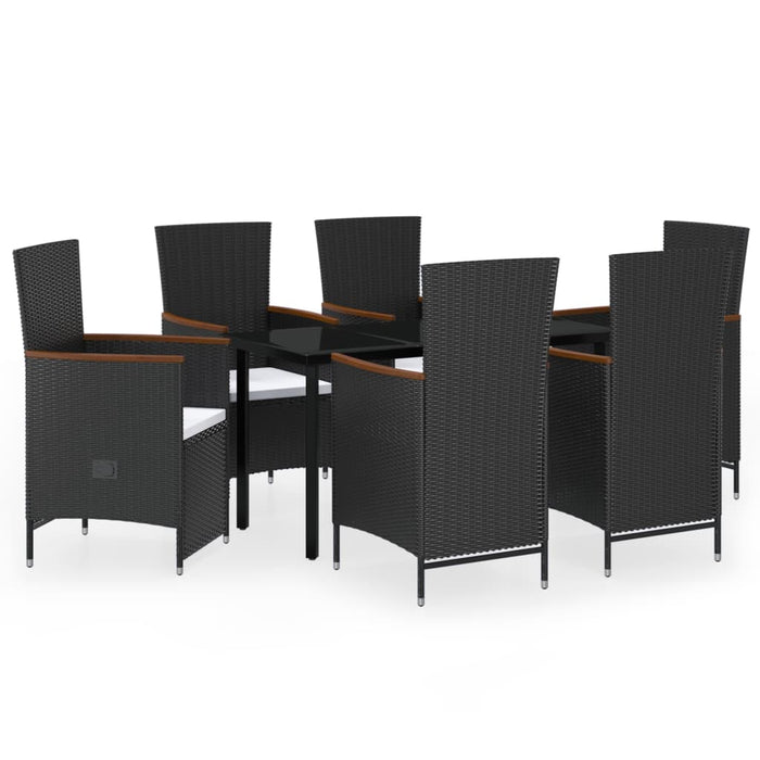 Set de masă pentru grădină, 7 piese, cu perne, negru - WALTI WALTI