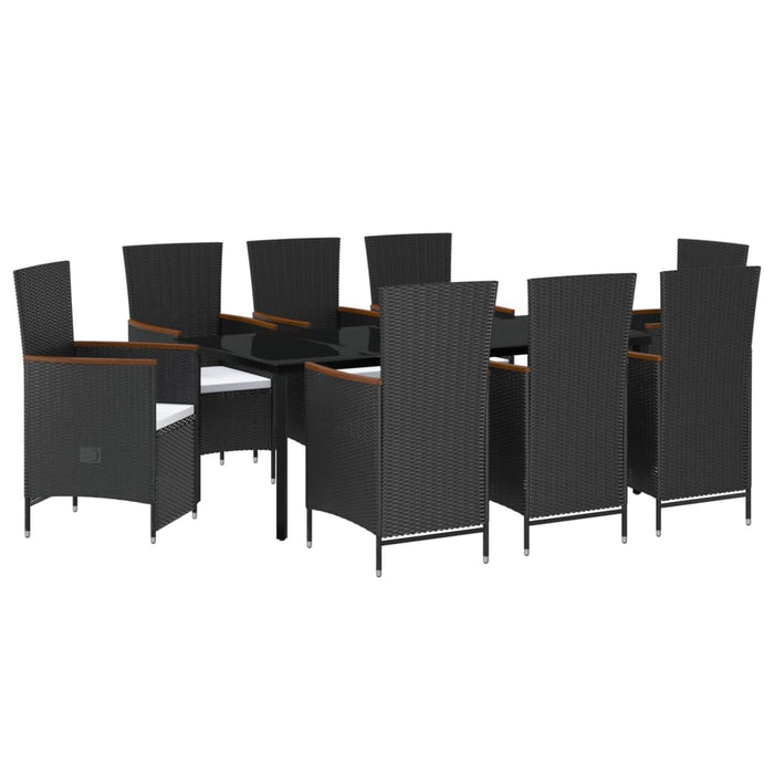 Set mobilier de grădină cu perne, 9 piese, negru WALTI