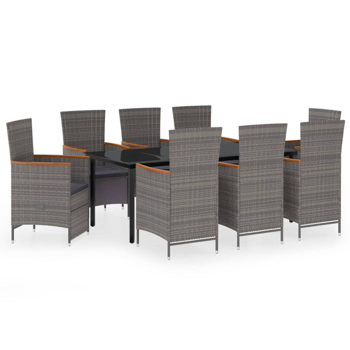 Set mobilier pentru grădină cu perne, 9 piese, gri WALTI