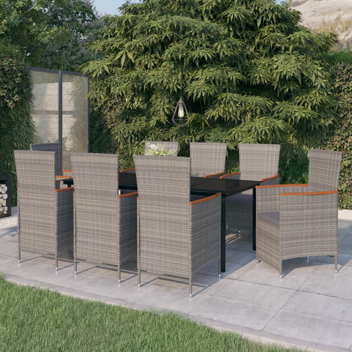 Set mobilier pentru grădină cu perne, 9 piese, gri WALTI
