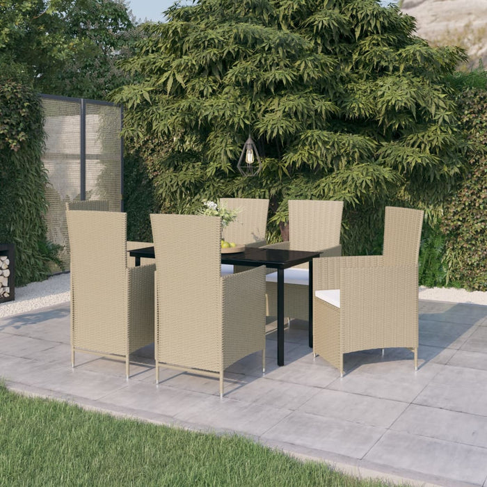 Set de mobilier pentru grădină, cu perne, 7 piese, bej WALTI