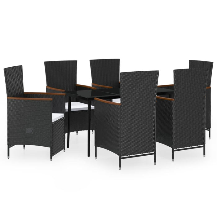 Set de masă pentru grădină, 7 piese, cu perne, negru - WALTI WALTI