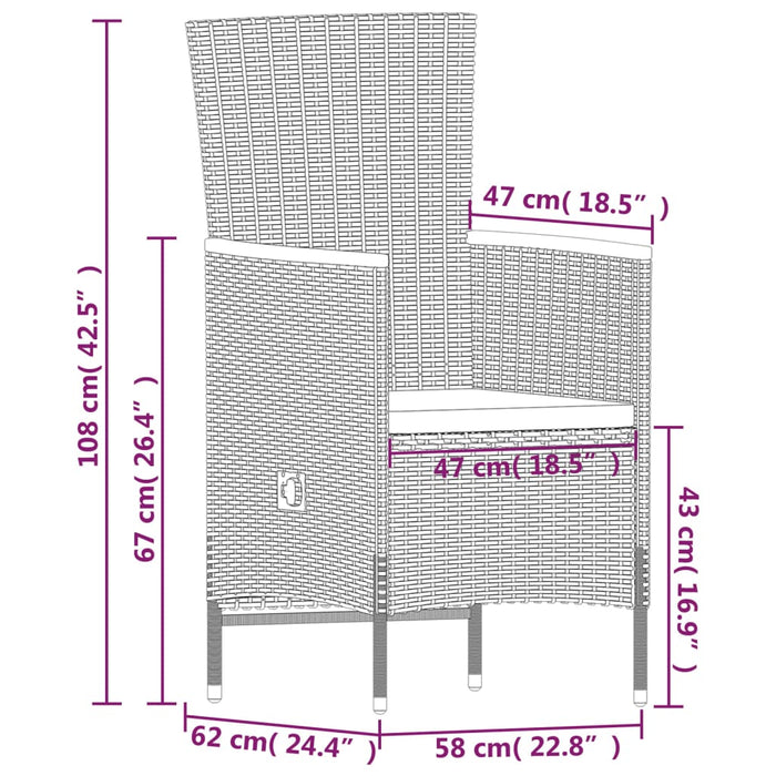 Set de mobilier pentru grădină, cu perne, 7 piese, gri - WALTI WALTI