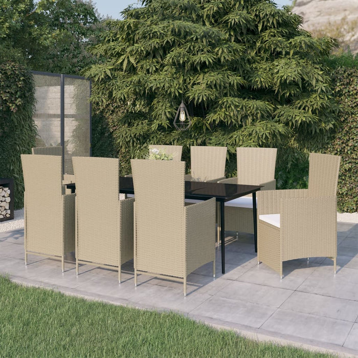 Set de mobilier pentru grădină, cu perne, 9 piese, bej WALTI