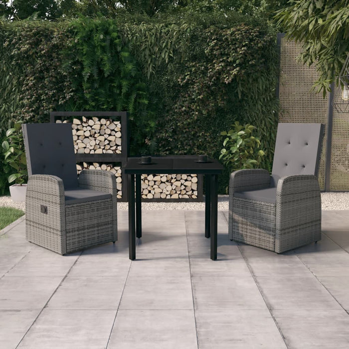 Set de mobilier pentru grădină, cu perne, 3 piese, gri - WALTI WALTI
