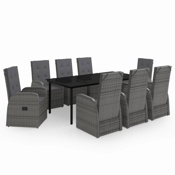 Set de mobilier pentru grădină, cu perne, 9 piese, gri WALTI