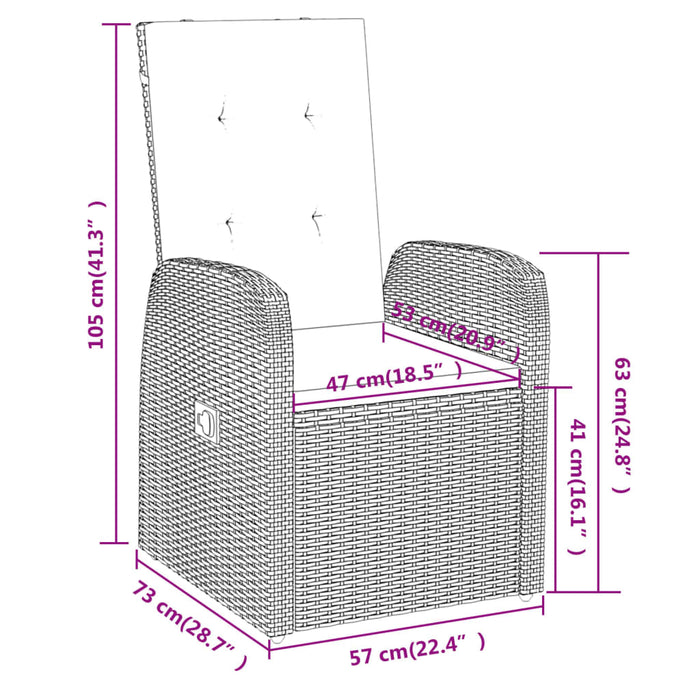 Set de mobilier pentru grădină, cu perne, 9 piese, gri WALTI