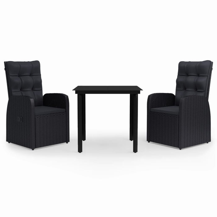 Set mobilier de grădină cu perne, 3 piese, negru - WALTI WALTI