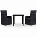 Set mobilier de grădină cu perne, 3 piese, negru - WALTI WALTI