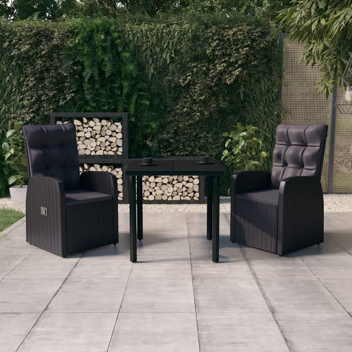Set mobilier de grădină cu perne, 3 piese, negru - WALTI WALTI