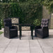 Set mobilier de grădină cu perne, 3 piese, negru - WALTI WALTI