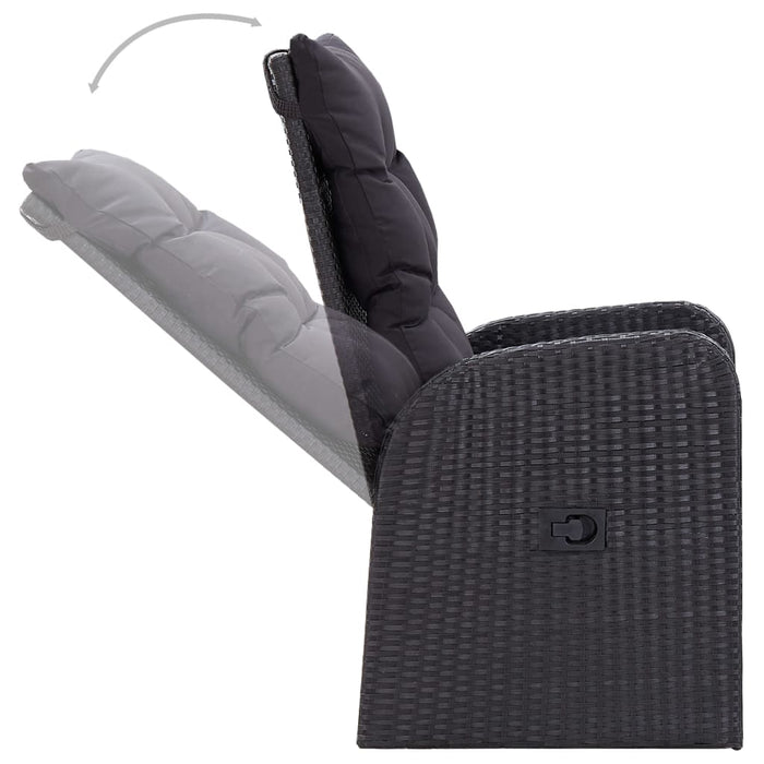 Set masă pentru grădină, 5 piese, cu perne, negru - WALTI WALTI