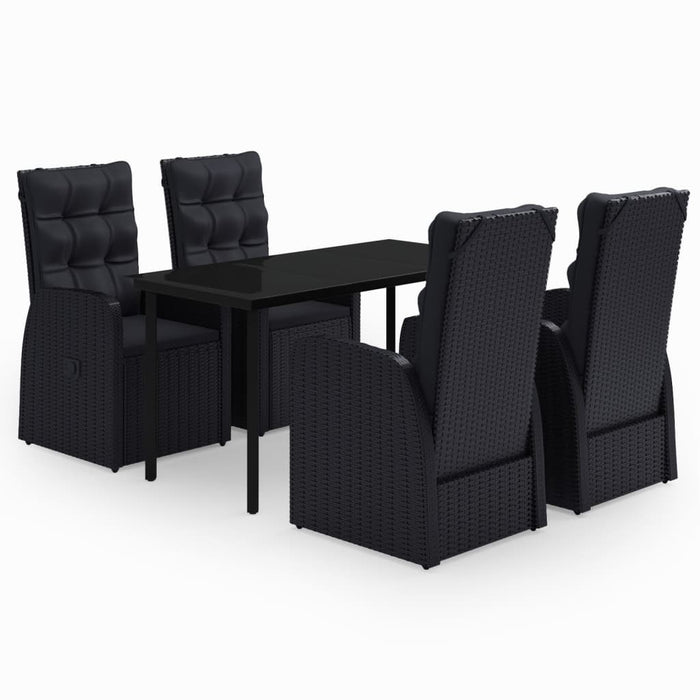 Set masă pentru grădină, 5 piese, cu perne, negru WALTI