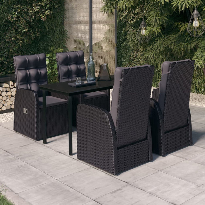 Set masă pentru grădină, 5 piese, cu perne, negru WALTI