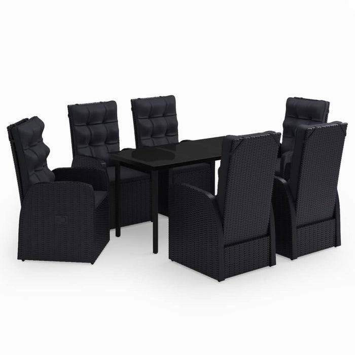 Set de masă pentru grădină, 7 piese, cu perne, negru - WALTI WALTI
