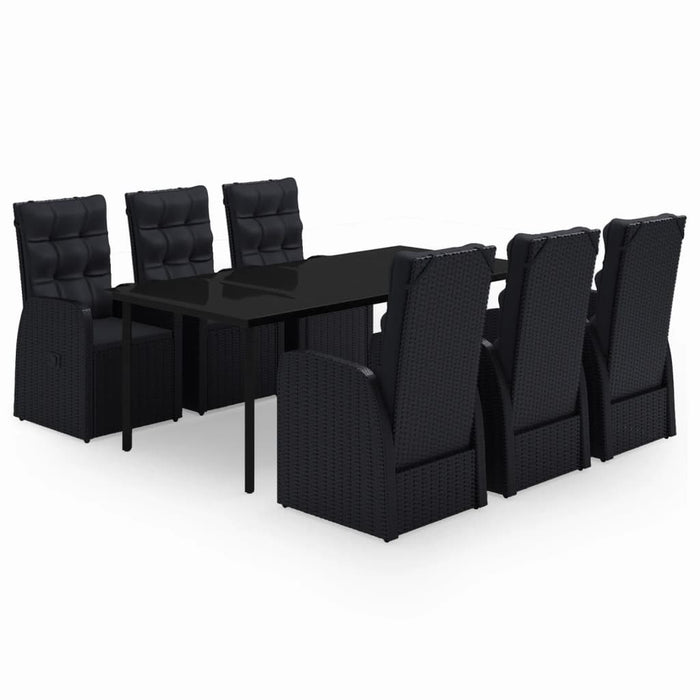 Set de masă pentru grădină, 7 piese, cu perne, negru - WALTI WALTI