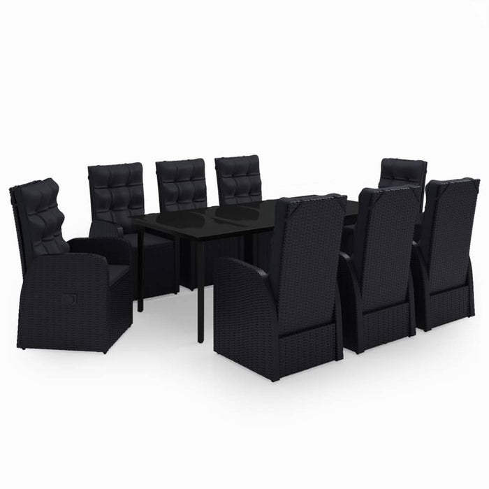 Set mobilier de grădină cu perne, 9 piese, negru WALTI