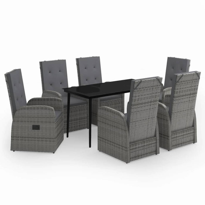 Set de mobilier pentru grădină, cu perne, 7 piese, gri WALTI