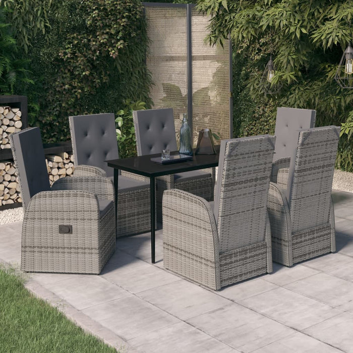 Set de mobilier pentru grădină, cu perne, 7 piese, gri WALTI
