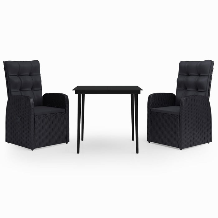 Set mobilier de grădină cu perne, 3 piese, negru - WALTI WALTI