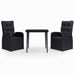 Set mobilier de grădină cu perne, 3 piese, negru - WALTI WALTI