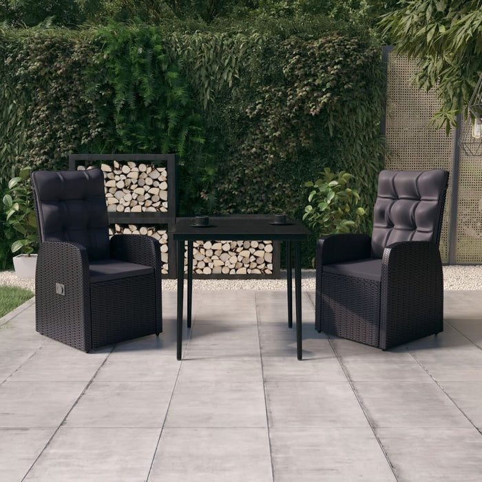 Set mobilier de grădină cu perne, 3 piese, negru - WALTI WALTI