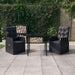 Set mobilier de grădină cu perne, 3 piese, negru - WALTI WALTI